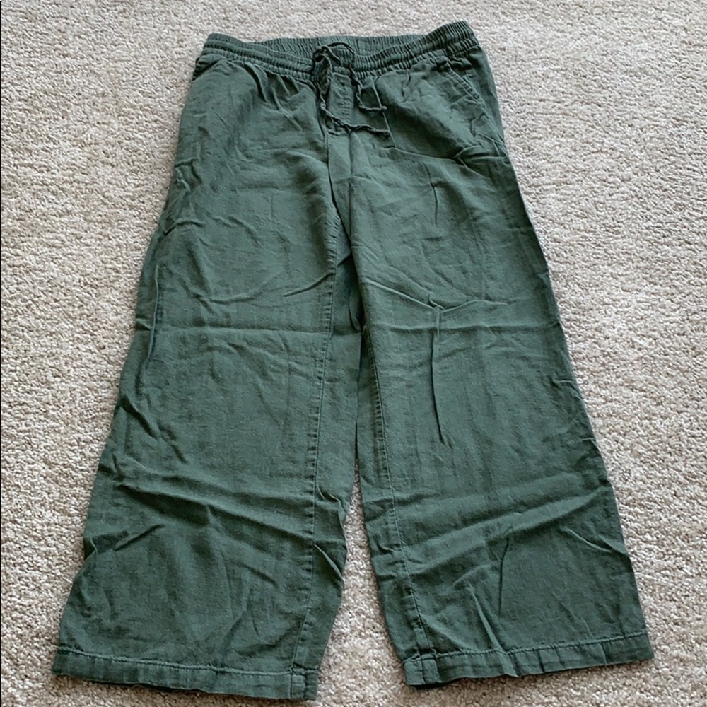 Olive green linen pants
